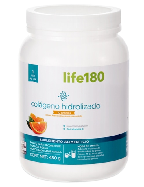 Colágeno hidrolizado Life 180 Sabor Naranja 450 g