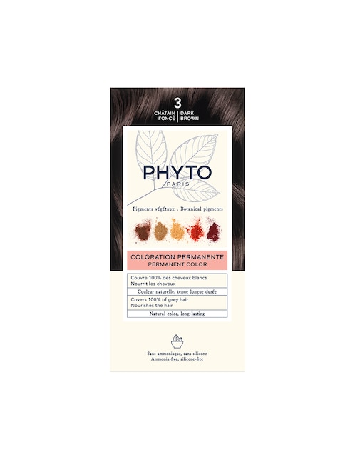 Tinte para cabello Phyto tono 3.0 castaño obscuro