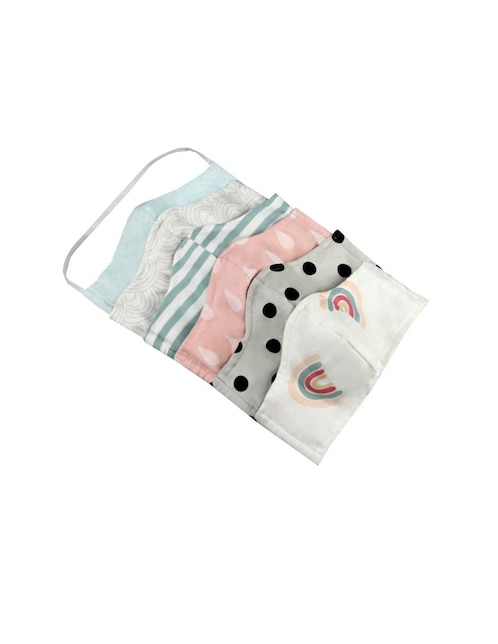 Cubrebocas Nap con bolsillo para filtro para niño S algodón 6 piezas estampados variados