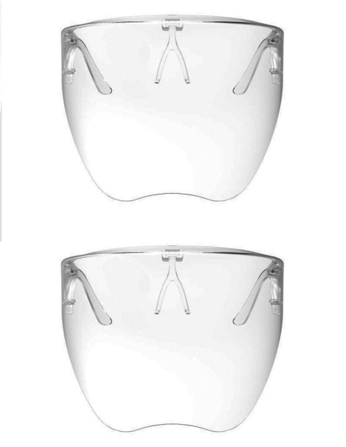 Set 2 caretas con armazón de lentes protector facial reutilizable Face Shield