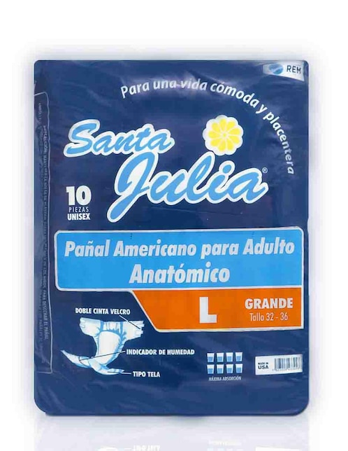 Pañales para adulto Santa Julia 10 piezas