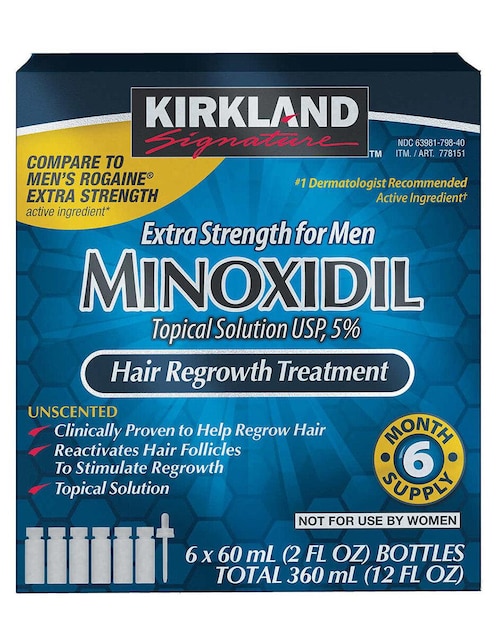 Tratamiento capilar Kirkland Minoxidil 6 meses