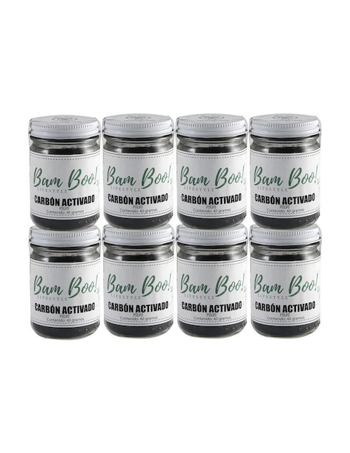 Set de 8 frascos Bam Boo Lifestyle Carbón Activado en Polvo 40 g