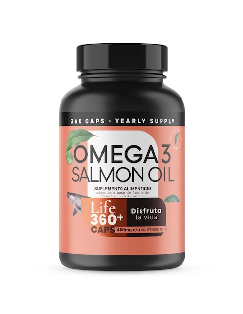 Suplemento Alimenticio Omega 3 Salmon Oil Life360+ 360 cápsulas