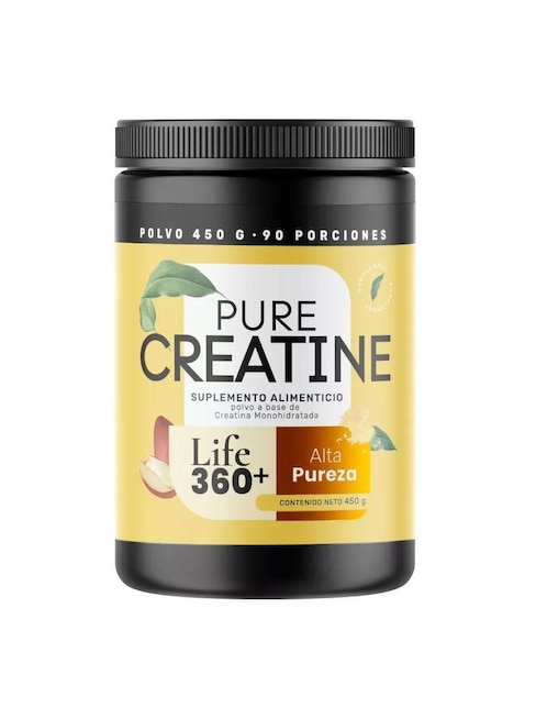 Creatina Monohidratada en Polvo Life360+ con creatina monohidratada micronizada 450 g