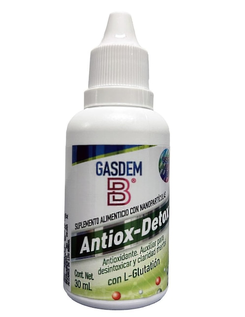 Suplemento alimenticio gotas Gasdem-B con l-glutation antiox-detox no saborizado 30 ml