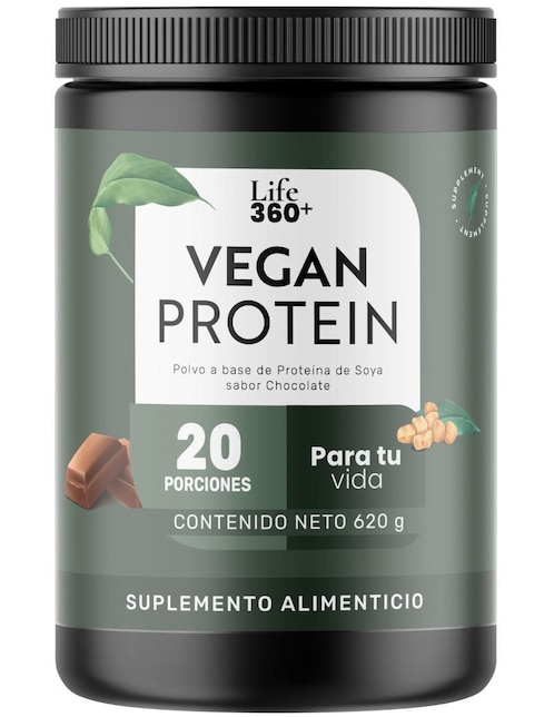 Proteína Vegana de Soya | Scoop Dosificador incluído | Life 360+ Life360+ sabor chocolate
