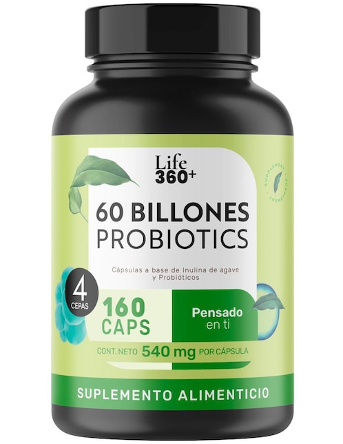 Probióticos 60 Billones Y Prebióticos Inulina De Agave Life360+ Con Enzimas Digestivas