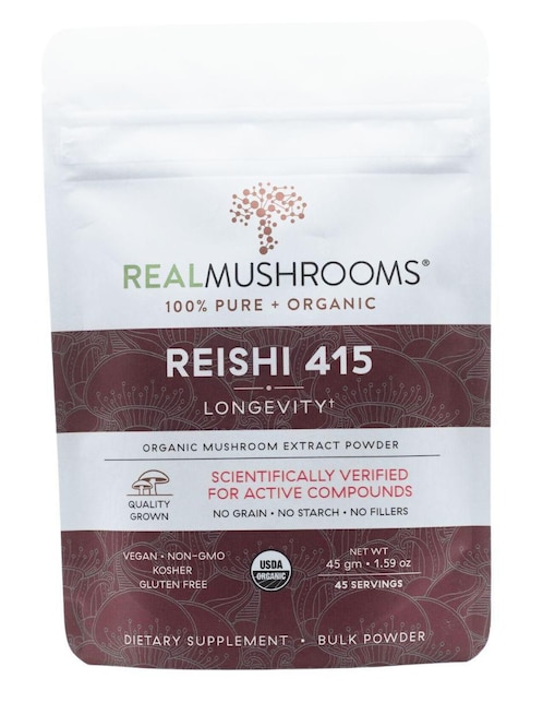Reishi Longevity Real Mushrooms con hongo reishi de 45 g