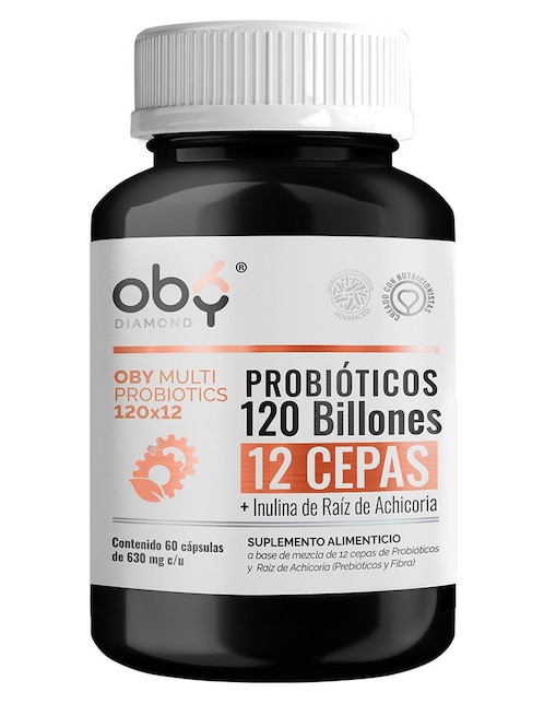 Suplemento alimenticio Probioticos 120 billones de 12 cepas con prebioticos. multi probiotics con inulina de raiz de achicoria 60 cápsulas