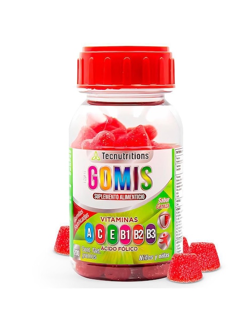 Fortigomis Tecnutritions con multivitamínico, vitamina d 23 y minerales sabor cereza de 200 g