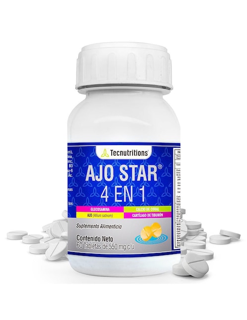 Suplemento alimenticio Ajo Star 4 en 1 Tecnutritions no saborizado 60 tabletas