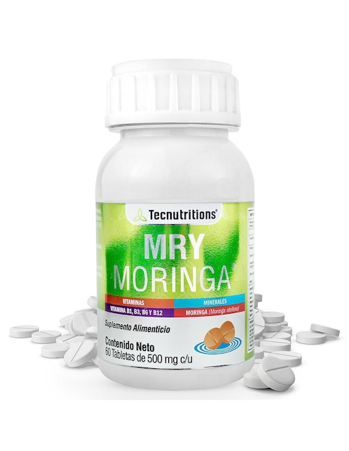 Suplemento alimenticio Mry Moringa Tecnutritions con hoja de moringa no saborizado 60 tabletas