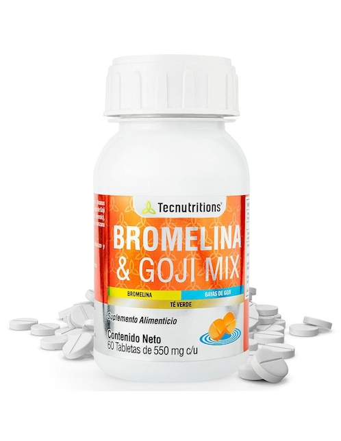 Bromelina y Goji Mix Tecnutritions con vinagre de manzana de 60 tabletas