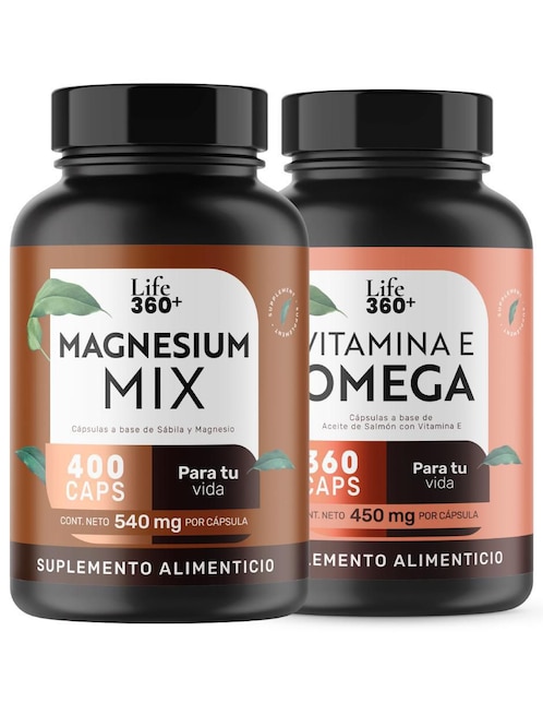 Set suplementos omega 3 y magnesio Life 360+
