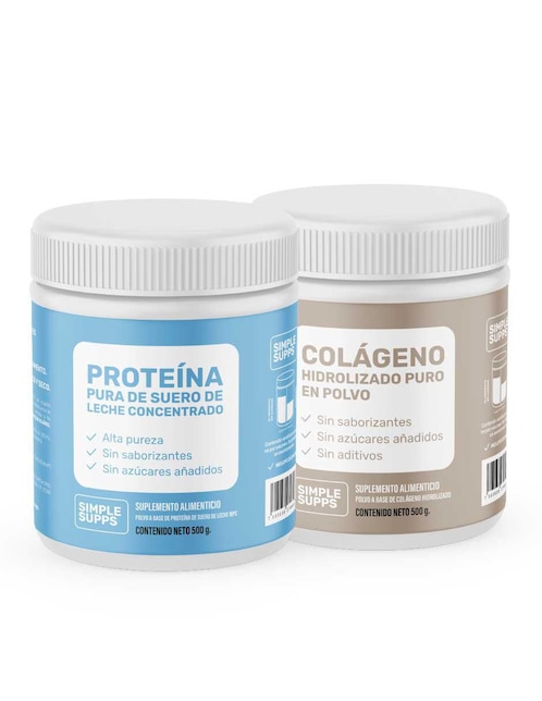 Set de suplementos alimenticios proteína pura de suero de leche + colágeno hidrolizado Simple Supps 1 kg