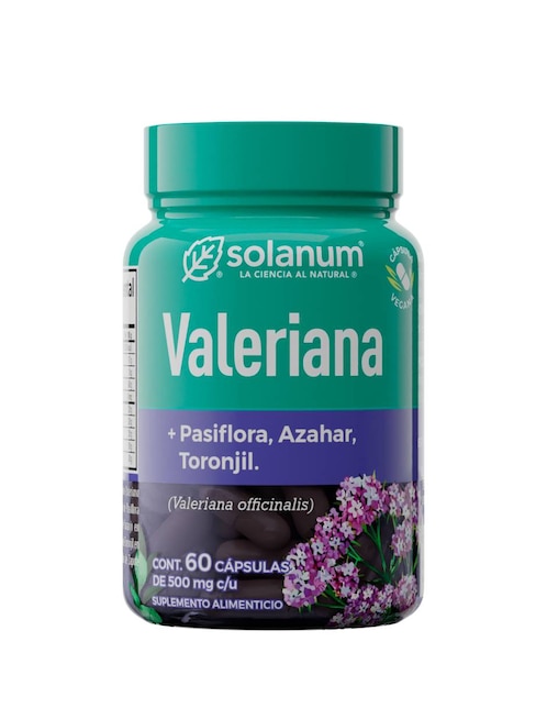 Suplemento alimenticio Valeriana + Pasiflora, Azahar, Toronjil Solanum 60 cápsulas