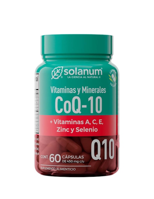 Suplemento alimenticio Coq10 + Vitaminas A, C y E, Zinc y Selenio Solanum con coQ10 de 60 cápsulas