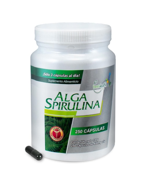 Alga Spirulina Best Health con alga espirulina de 250 cápsulas