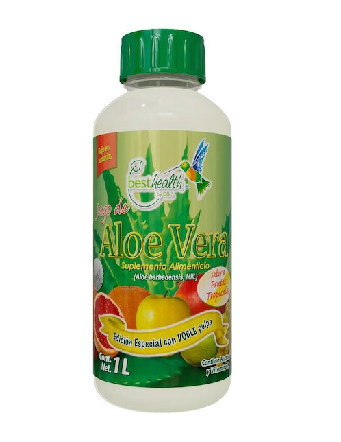 Jugo de Aloe Vera Best Health con aloe barbadensis sabor frutas tropicales 1 L