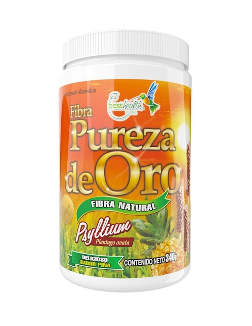 Fibra pureza de Oro Best Health con psyllium (plantago ovata) sabor piña 340 g