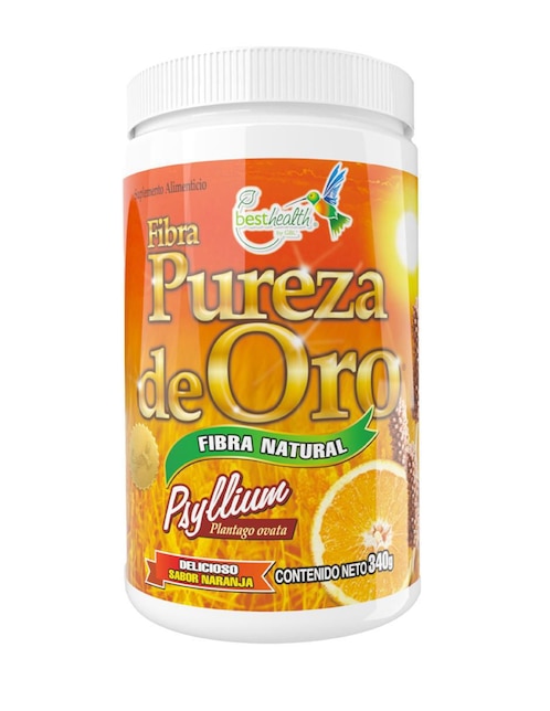 Fibra pureza de Oro Best Health con psyllium (plantago ovata) sabor naranja 340 g