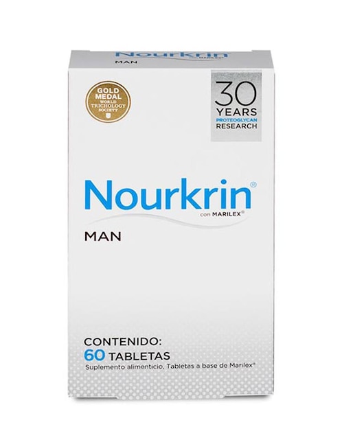 Tratamiento capilar anticaída del cabello man  Nourkrin con Marilex 60 tabletas