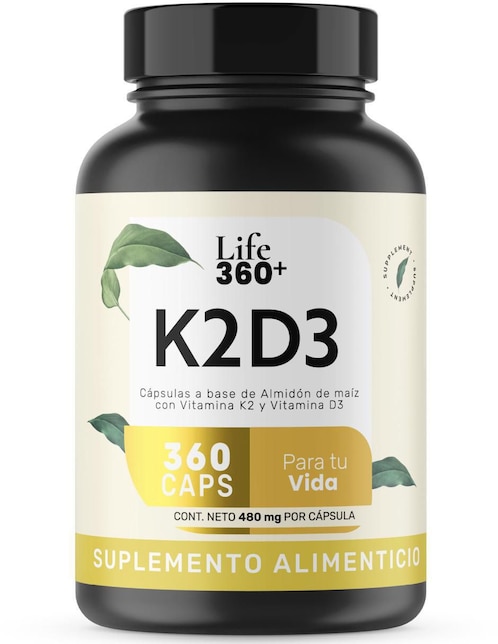 Suplemento alimenticio k2d3 Life360+ con vitaminas y minerales 360 cápsulas