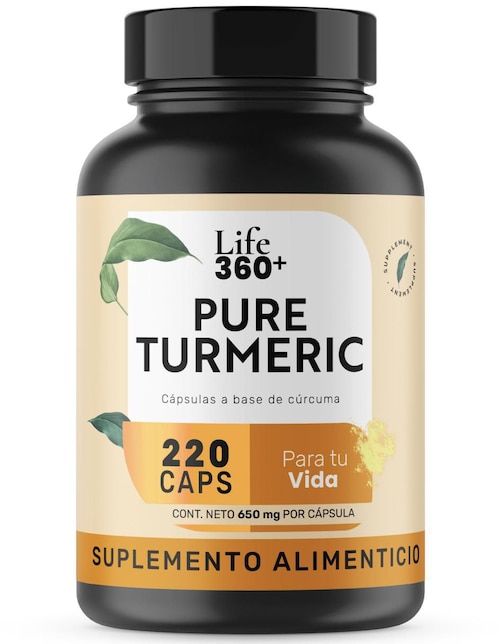 Suplemento alimenticio raíz de cúrcuma Life360+ con vitaminas y minerales 220 cápsulas