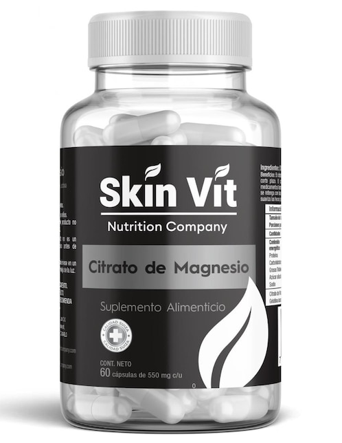 Citrato de magnesio  Skin Vit Nutrition Company 60 cápsulas