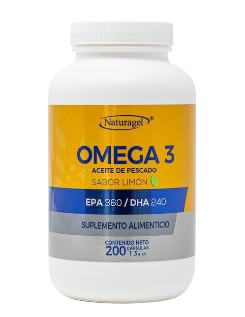 Omega 3 (EPA 360 / DHA 240) Naturagel sabor limón de 200 cápsulas