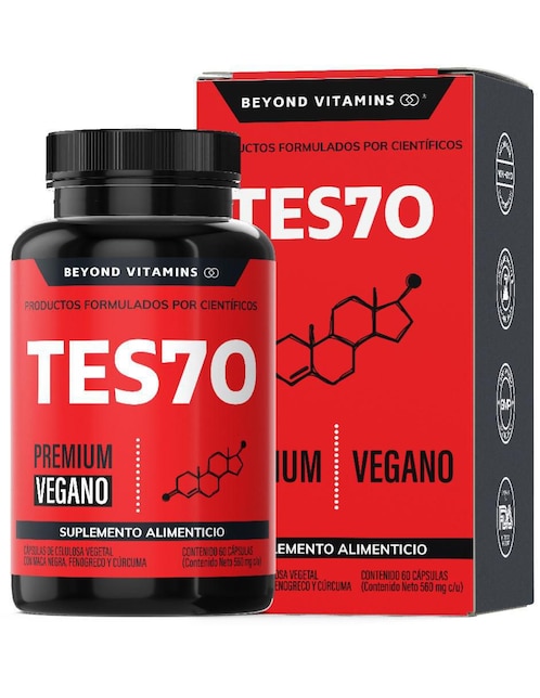 TESTO Premium Vegano Beyond Vitamins con fenogreco, maca, l arginina, zinc, vitamina d3, ácido aspártico, l-citrulina y creatina monohidratada 60 cápsulas