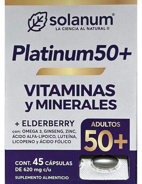 Platinum 50+ Solanum con ácido alfa lipoico de 45 cápsulas
