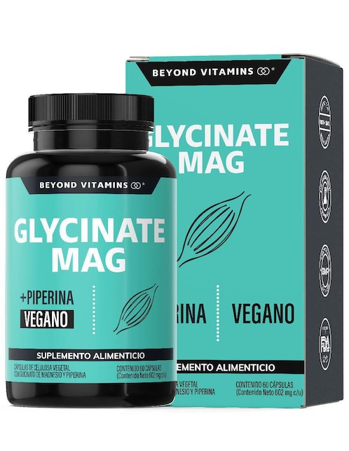 Glicinato de Magnesio, Magnesio y Pimienta Negra estandarizada al 95% Beyond Vitamins 60 cápsulas