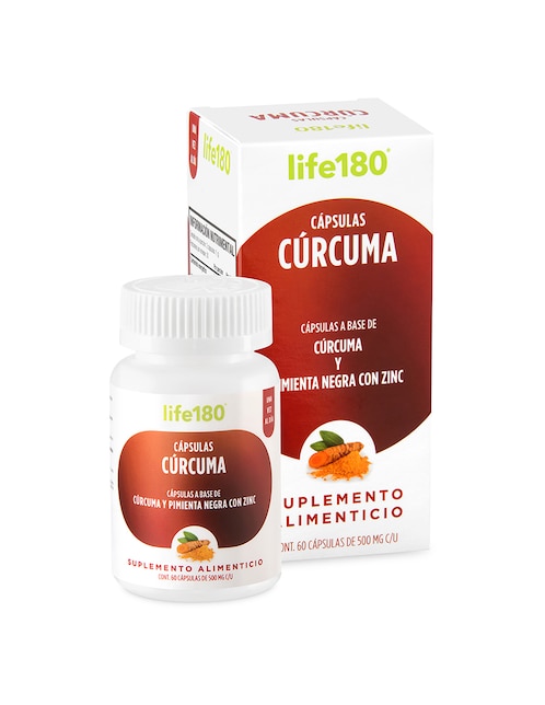 Suplemento alimenticio Life 180 con cúrcuma pimienta negra y zinc life 60 cápsulas