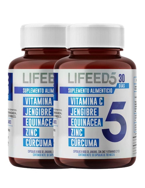 Suplemento Alimenticio Inmune Lifeed5 con vitamina C 30 cápsulas