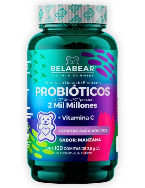 Probióticos 30 Billones Adulto Belabear sabor manzana 100 gomitas