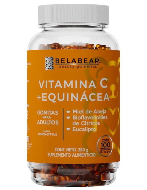 Gomitas Vitamina C + Equinacea para Adultos Belabear sabor limón de 100 gomitas
