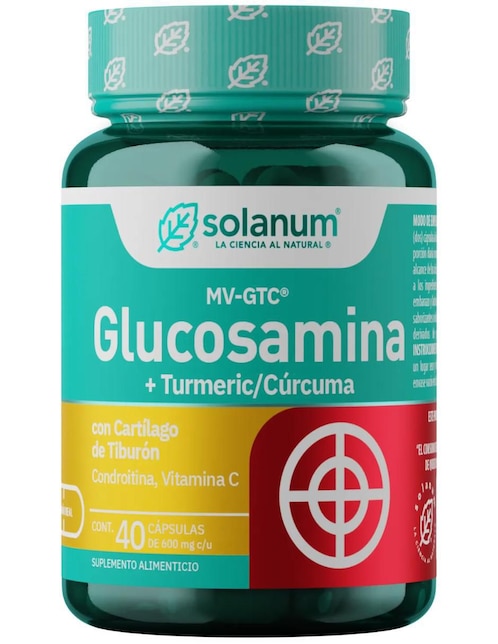 Glucosamina + Cúrcuma, Cartílago de Tiburón, Condroitina Solanum 40 cápsulas