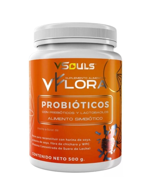 Vflora probióticos y prebióticos Vsouls con probióticos, inulina de agave y aloe vera 500 g