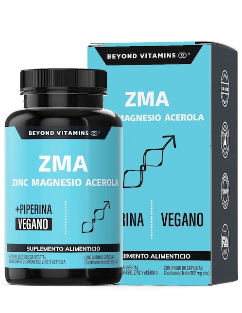 ZMA zinc magnesio acerola Beyond Vitamins 60 cápsulas