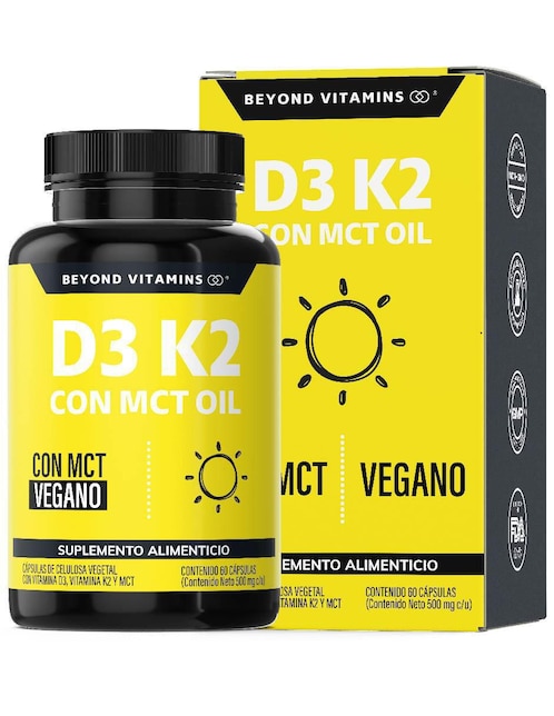 Vitamina D3 Vitamina K2 con MCT Oil Beyond Vitamins 60 cápsulas