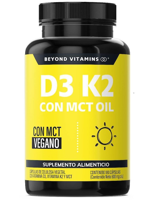 Vitamina D3 Vitamina K2 con MCT Oil Beyond Vitamins 180 cápsulas