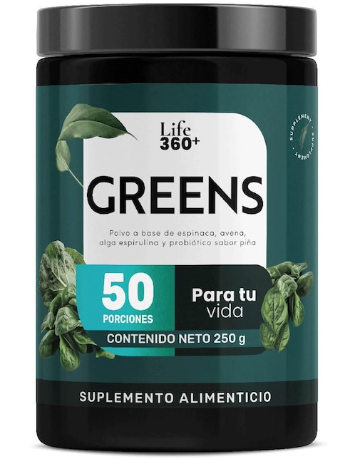 Suplemento Polvo verde con fibra Life360+con arándano 250 g