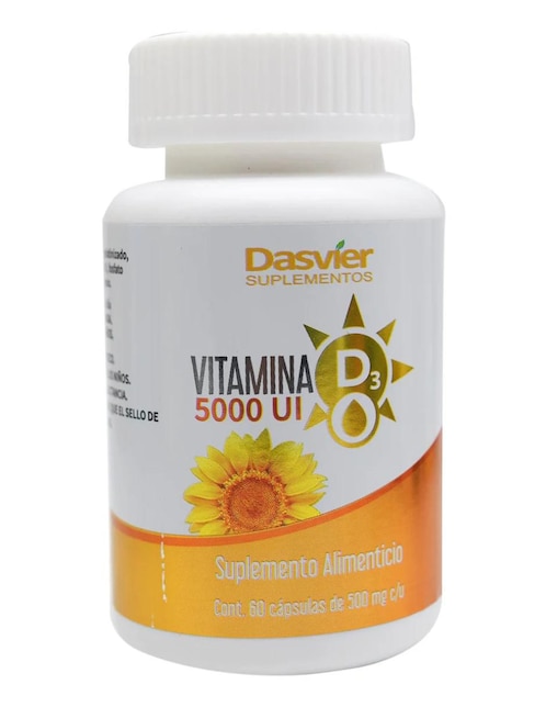 Vitamina D3 5000 UI Dasvier 60 cápsulas