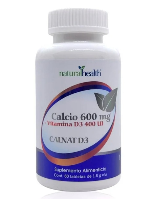 Calcio 600 Natural Health con vitamina d3 sabor 60 tabletas