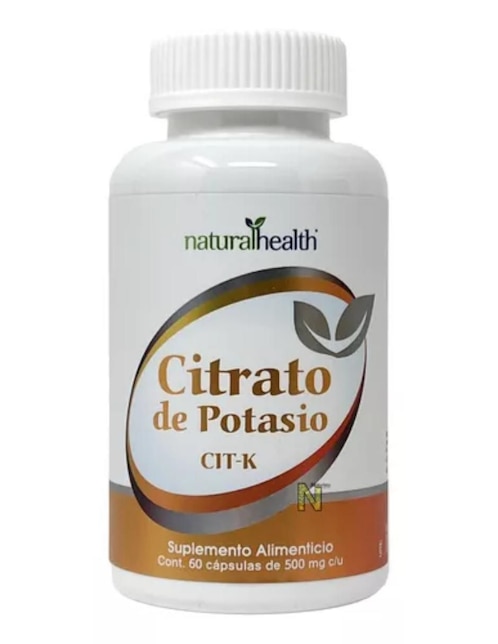 Citrato de Potasio Natural Health con citrato de potasio de 60 cápsulas