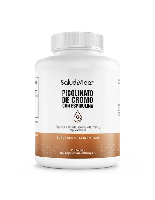 Picolinato de Cromo con Espirulina Salud & Vida Mx de 180 cápsulas