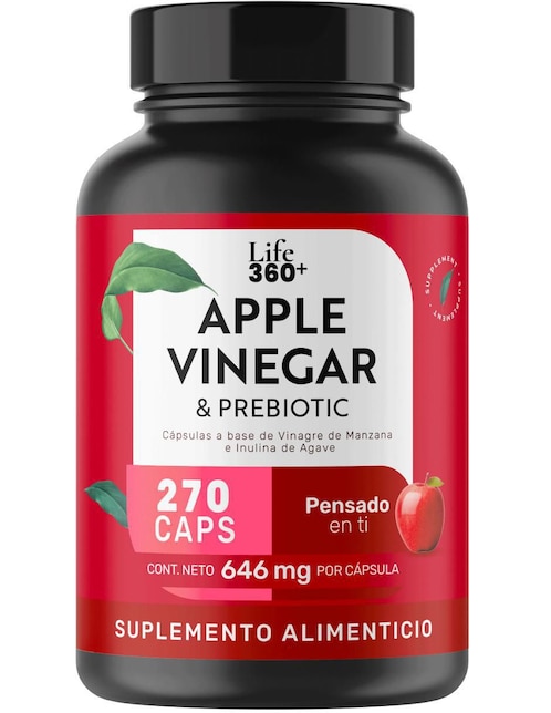 Suplemento Apple Vinegar & Prebiotic Life360+ con vinagre de manzana 270 cápsulas