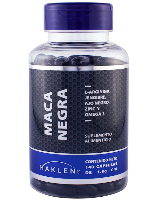 Maca Negra con L-Arginina, Jengibre, Ajo, Zinc y Omega 3 Maklen